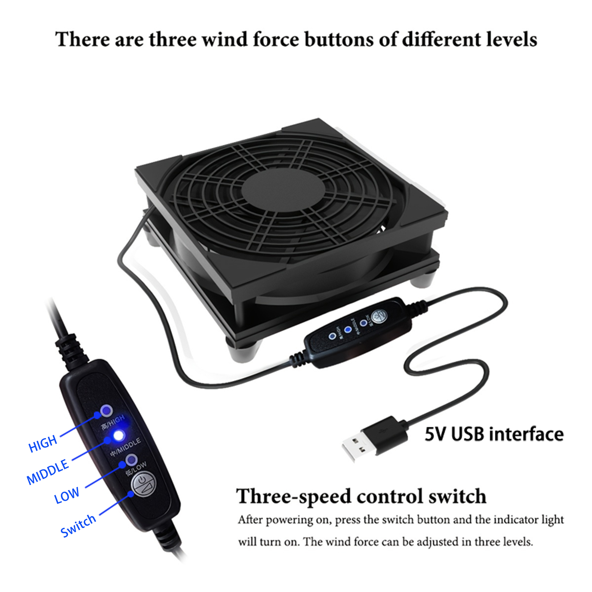 Usb Desk Fan - Ventilador Silencioso USB de 3 Velocidades