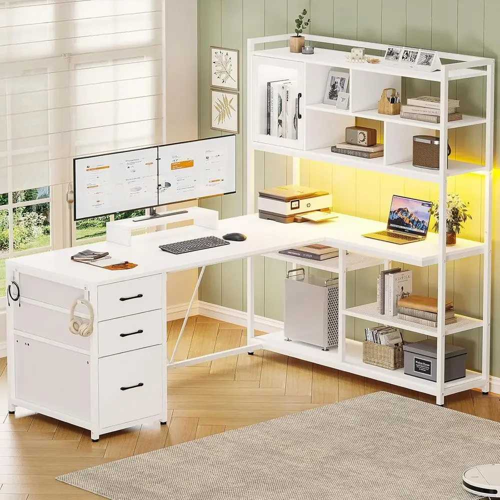 Home Office L Shaped Desk - Escrivaninha em L de 58 Polegadas