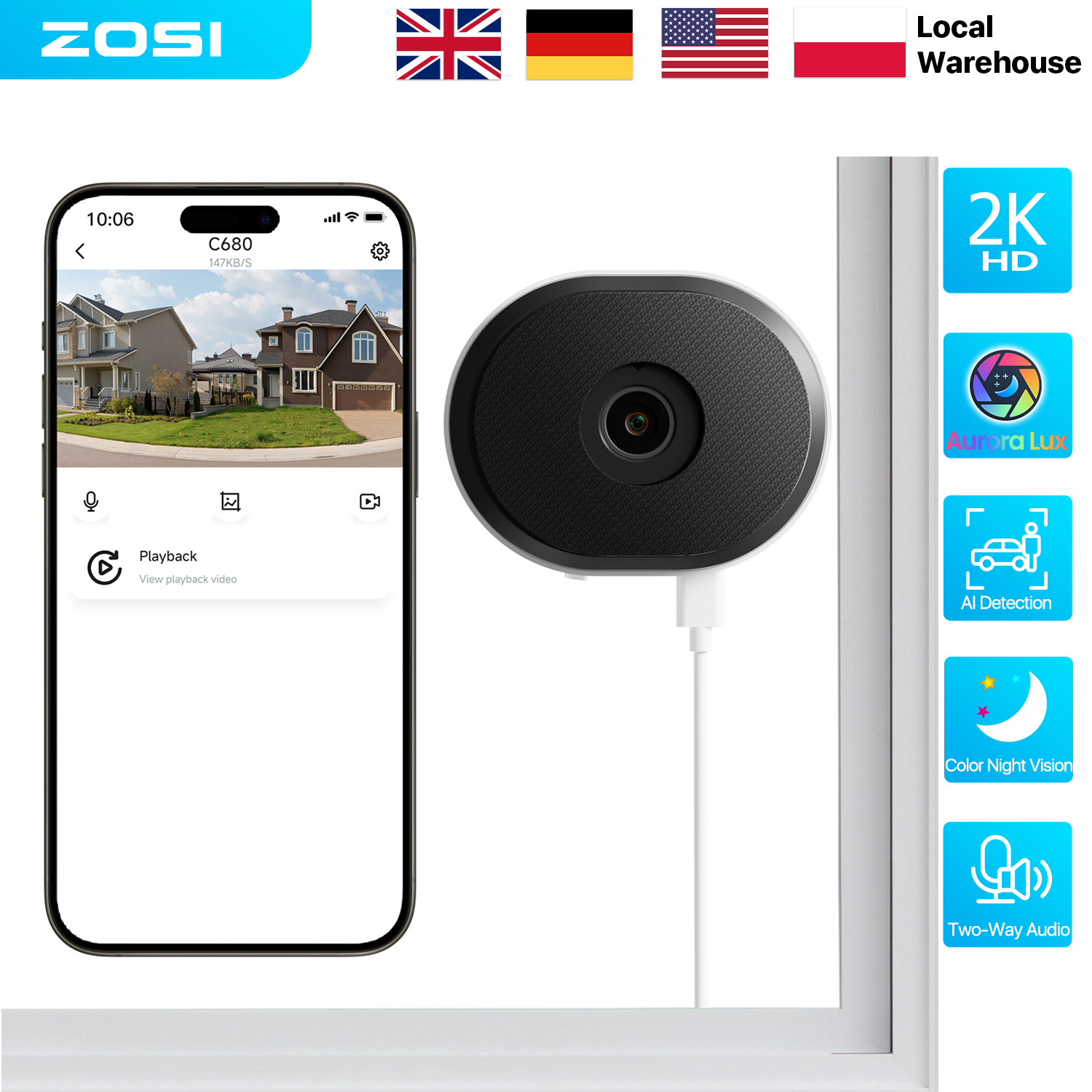 Home Office Email - Câmera de Segurança ZOSI C680 2K