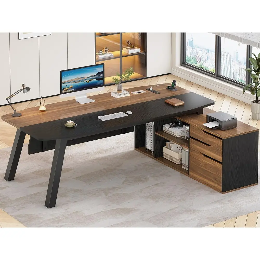 Home Office L Shaped Desk - Mesa de Escritório Grande de 71