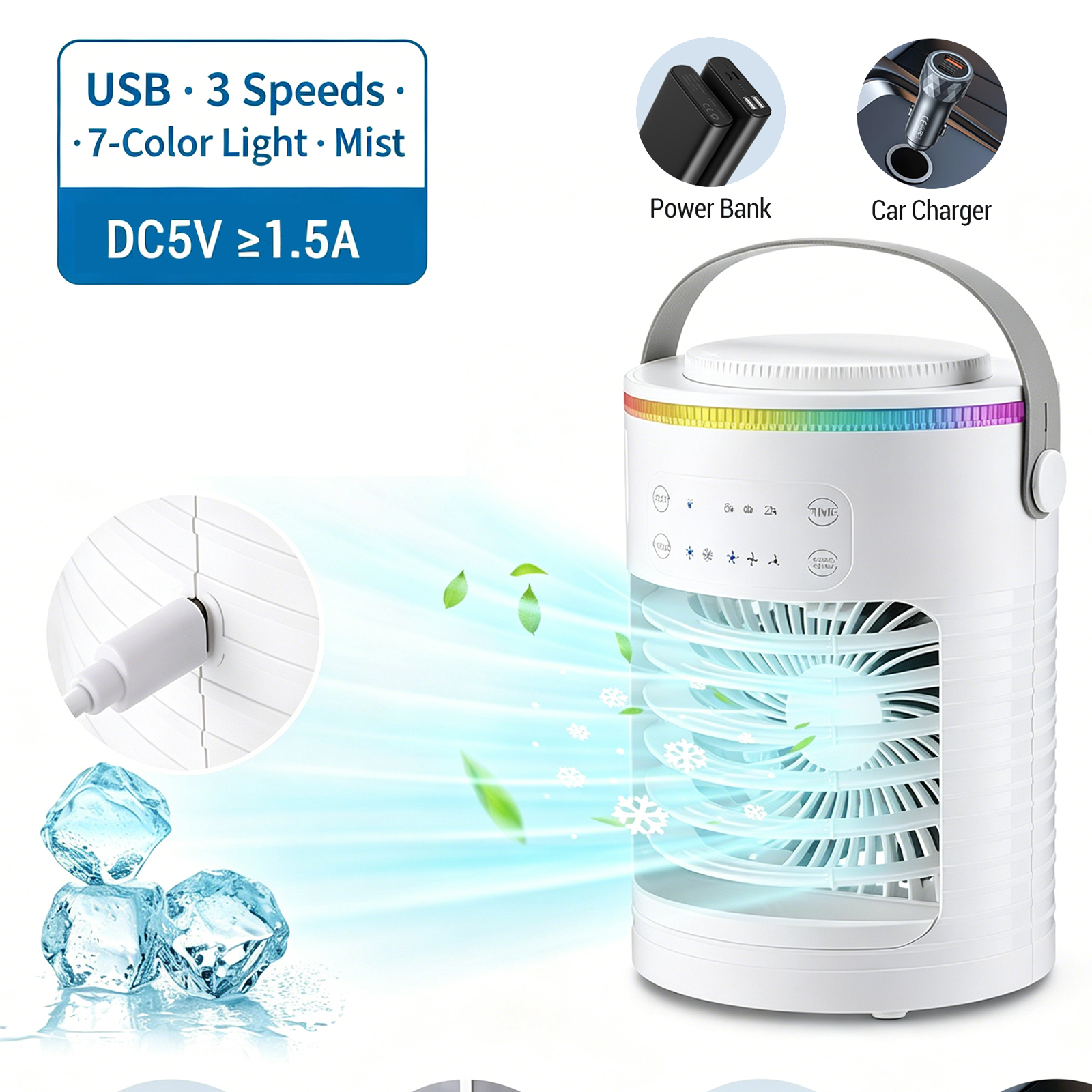 Usb Desk Fan - Ar Condicionado Portátil, Ventilador Evaporativo USB
