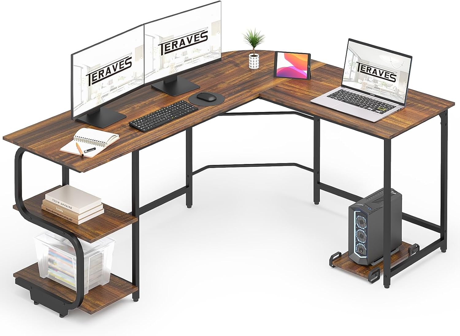 Home Office L Shaped Desk - Estação de Trabalho em L para
