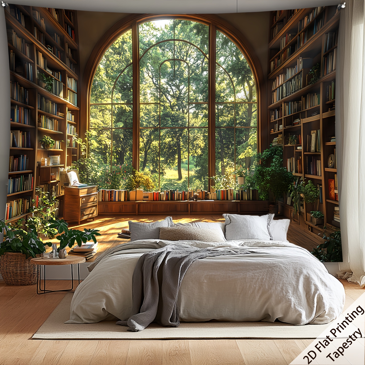Home Office Library - Tapeçaria de Parede Realista para Decoração