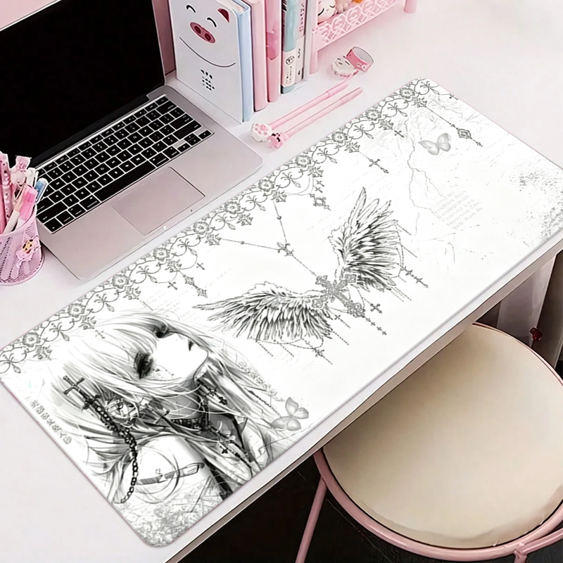 Home Office Keyboard And Mouse - Mousepad de Couro Preto e Branco