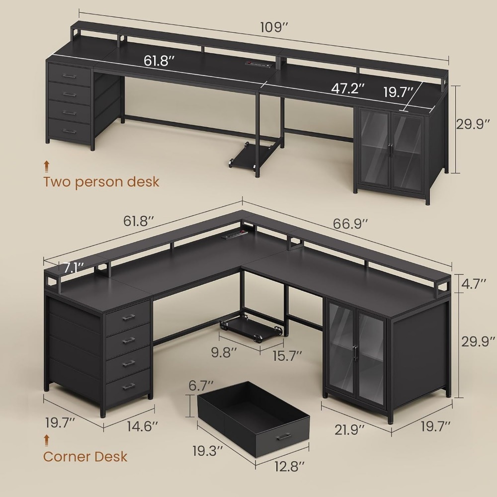 Mesa de Jogos em L SEDETA com  - Home Office L Shaped Desk avaliação e preço