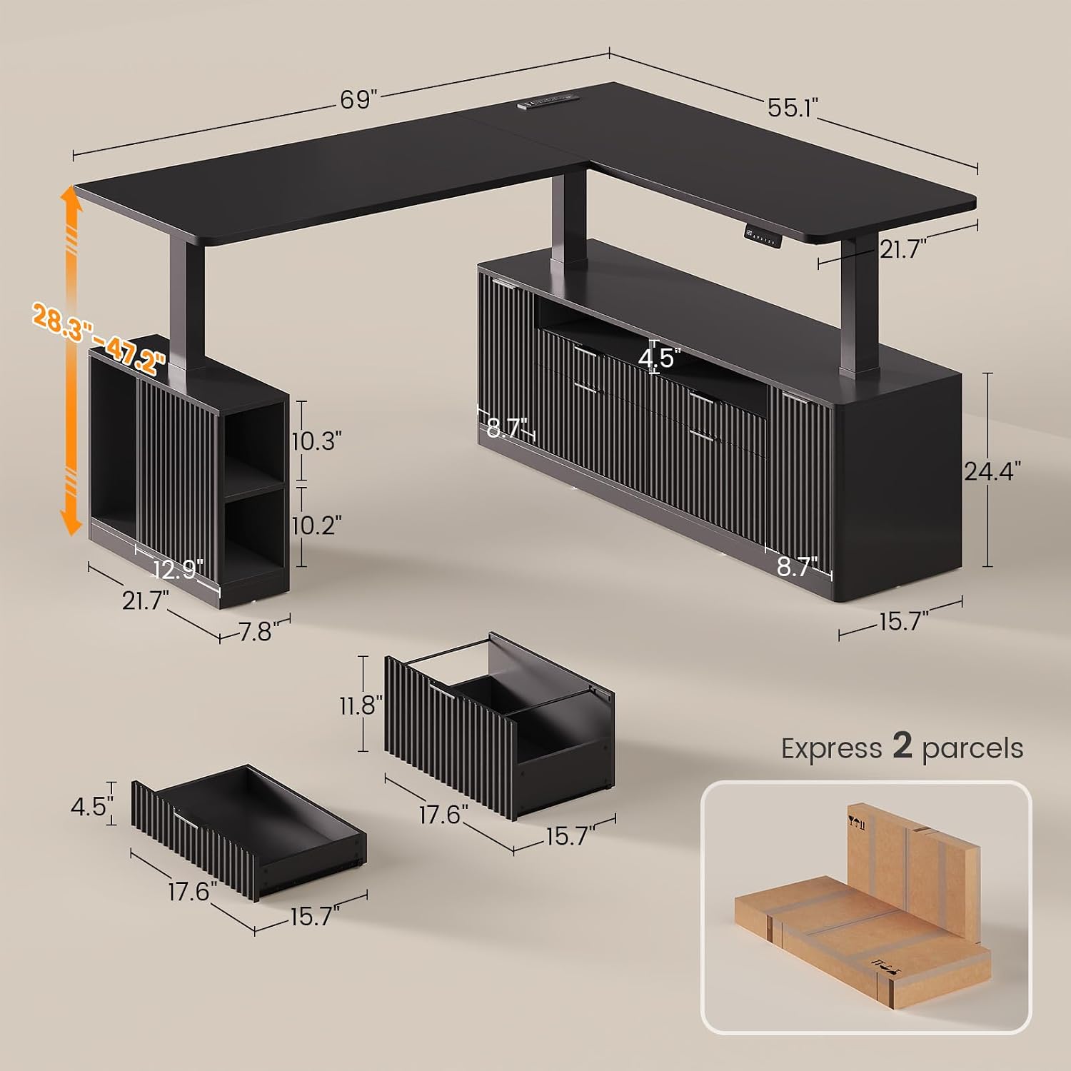 Mesa Elétrica em L Ajustável e - Home Office L Shaped Desk avaliação e preço