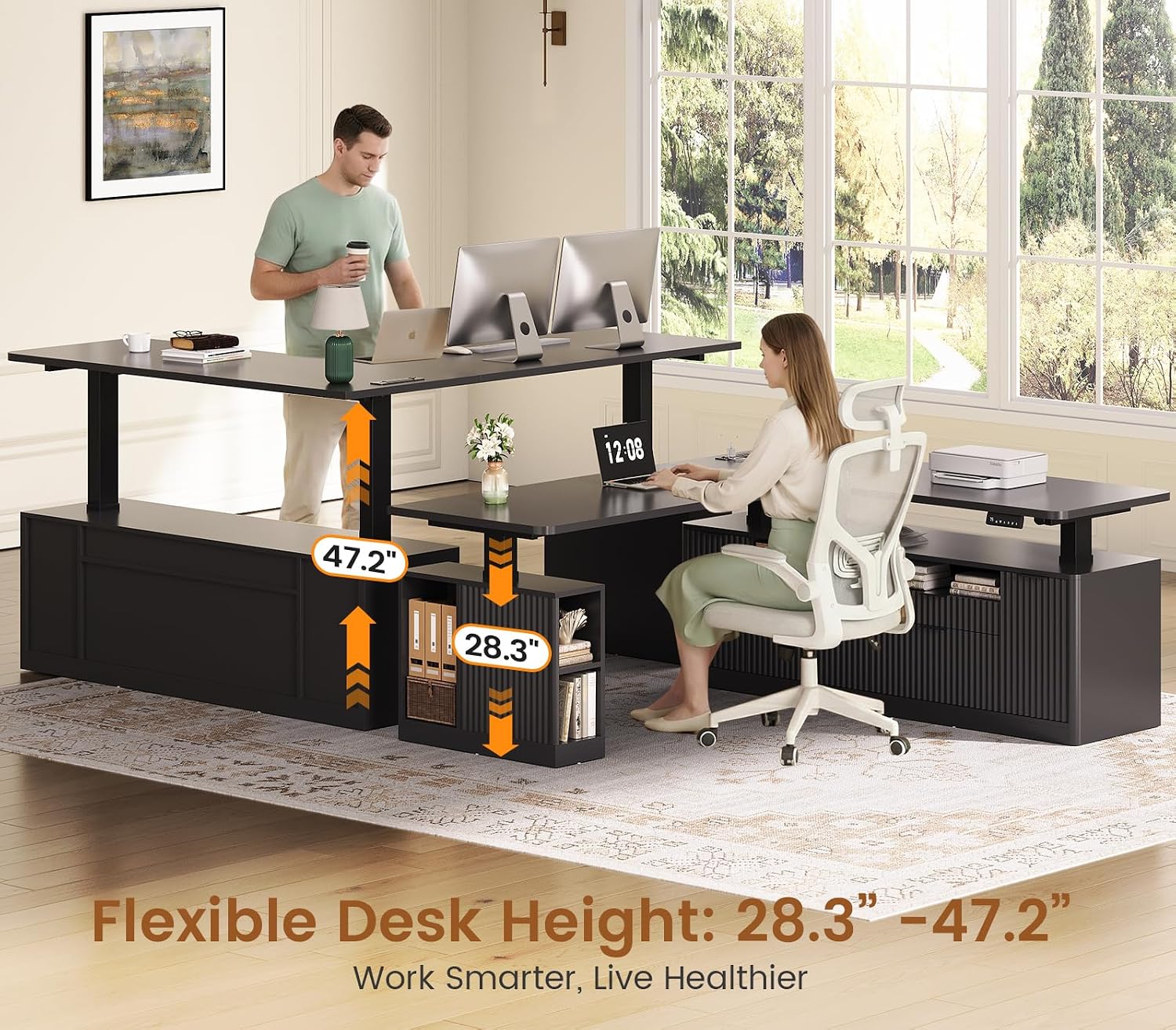 Mesa Elétrica em L Ajustável e - Home Office L Shaped Desk avaliação e preço