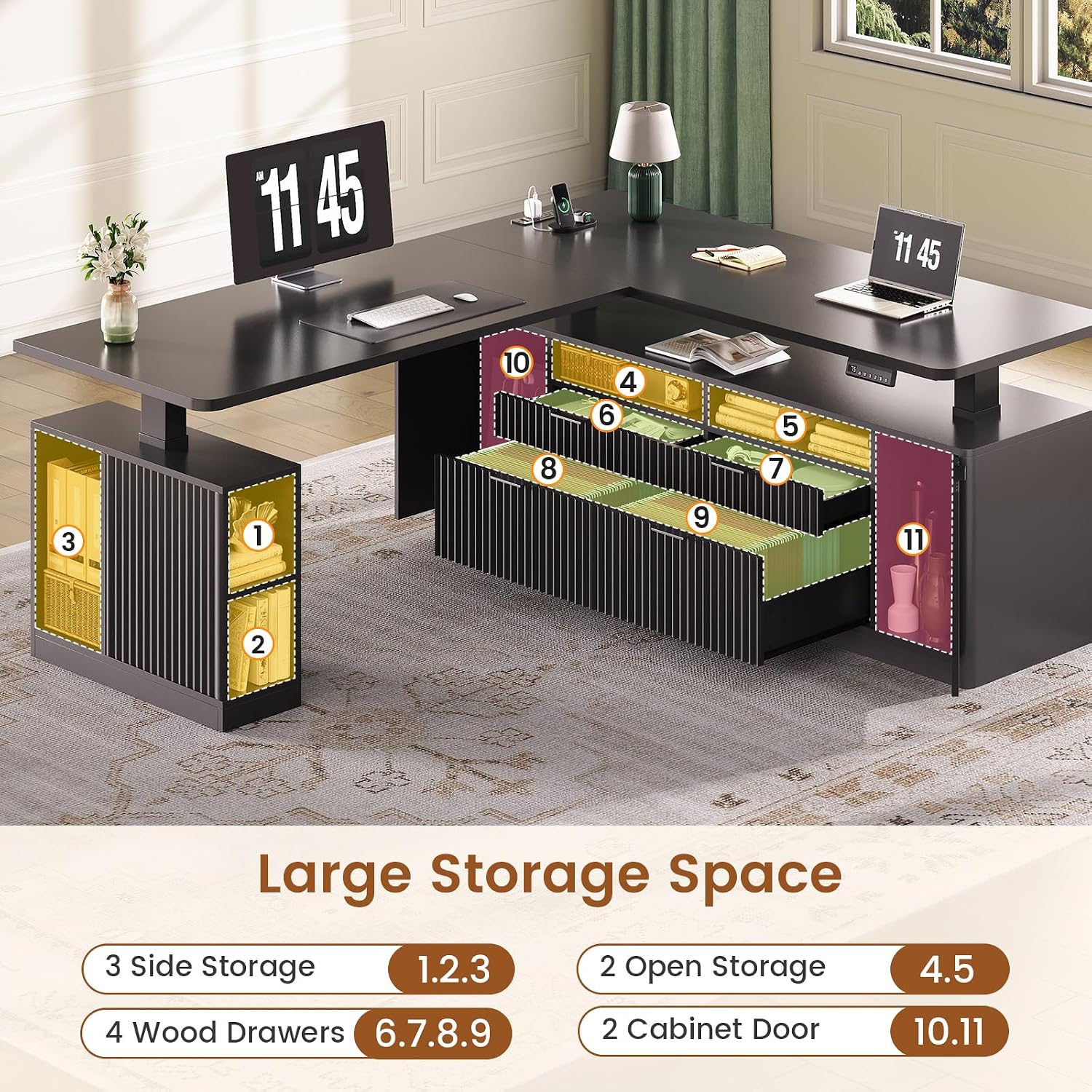 Mesa Elétrica em L Ajustável e - Home Office L Shaped Desk avaliação e preço