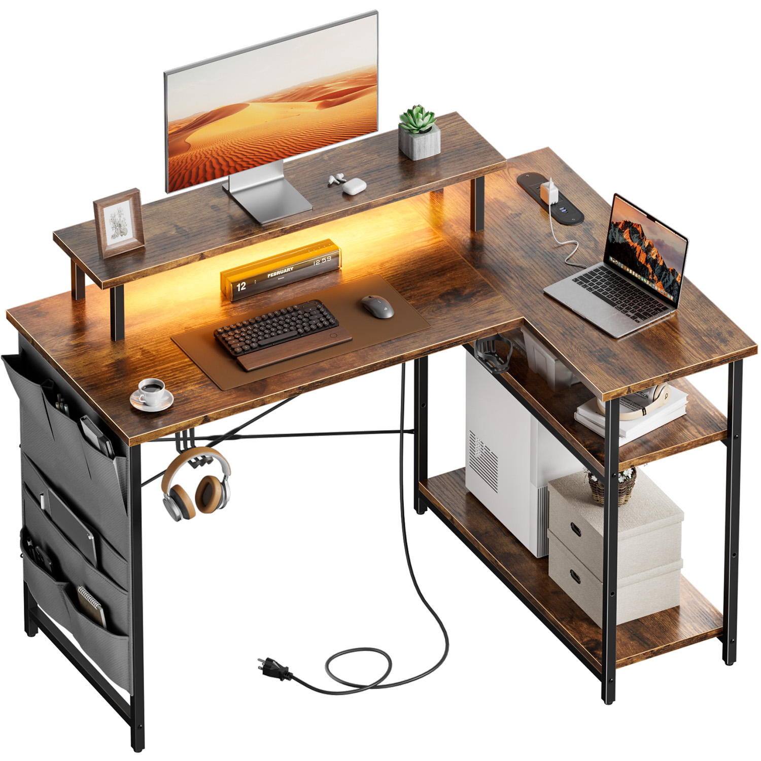 Mesa de computador em forma de - Home Office L Shaped Desk avaliação e preço