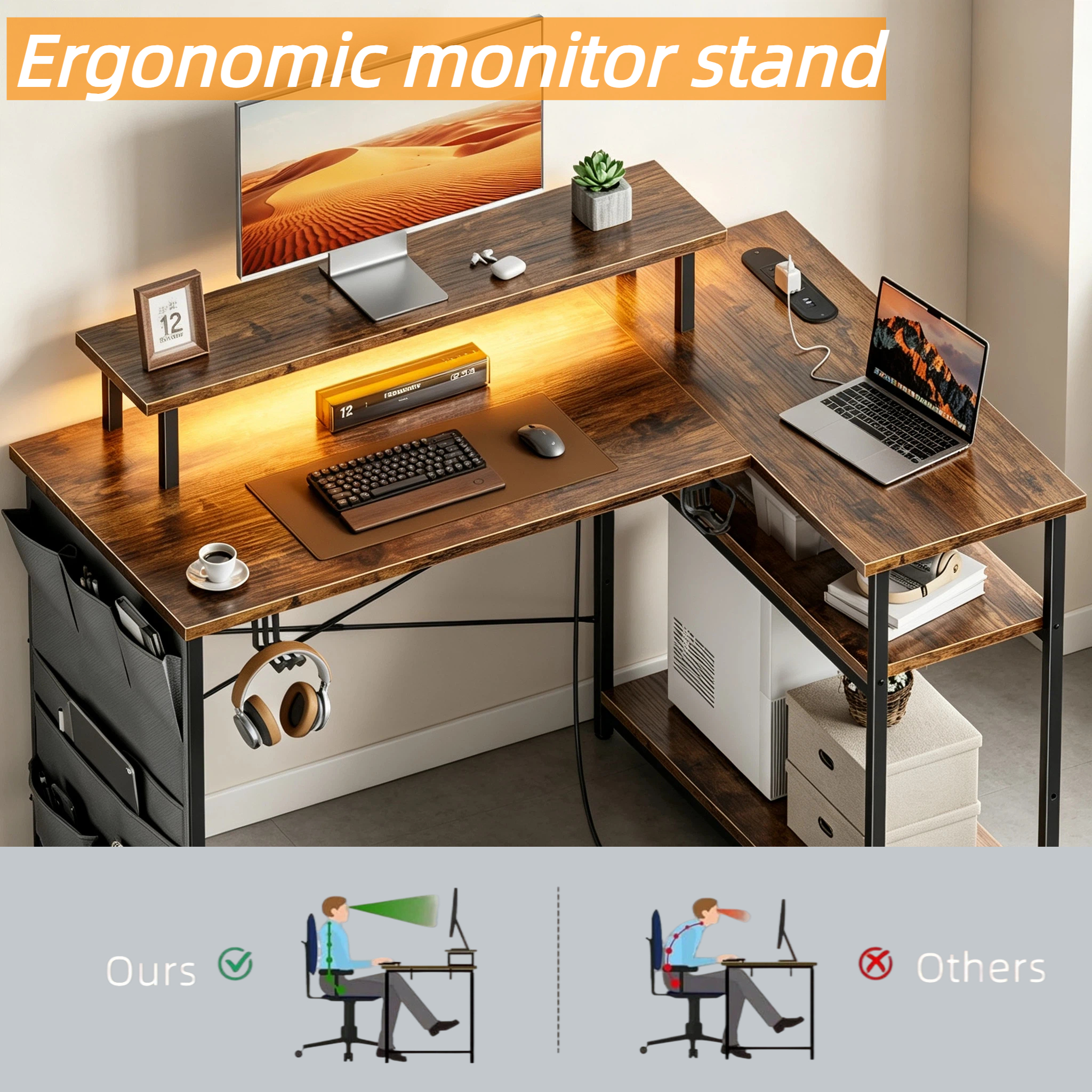 Mesa de computador em forma de - Home Office L Shaped Desk avaliação e preço