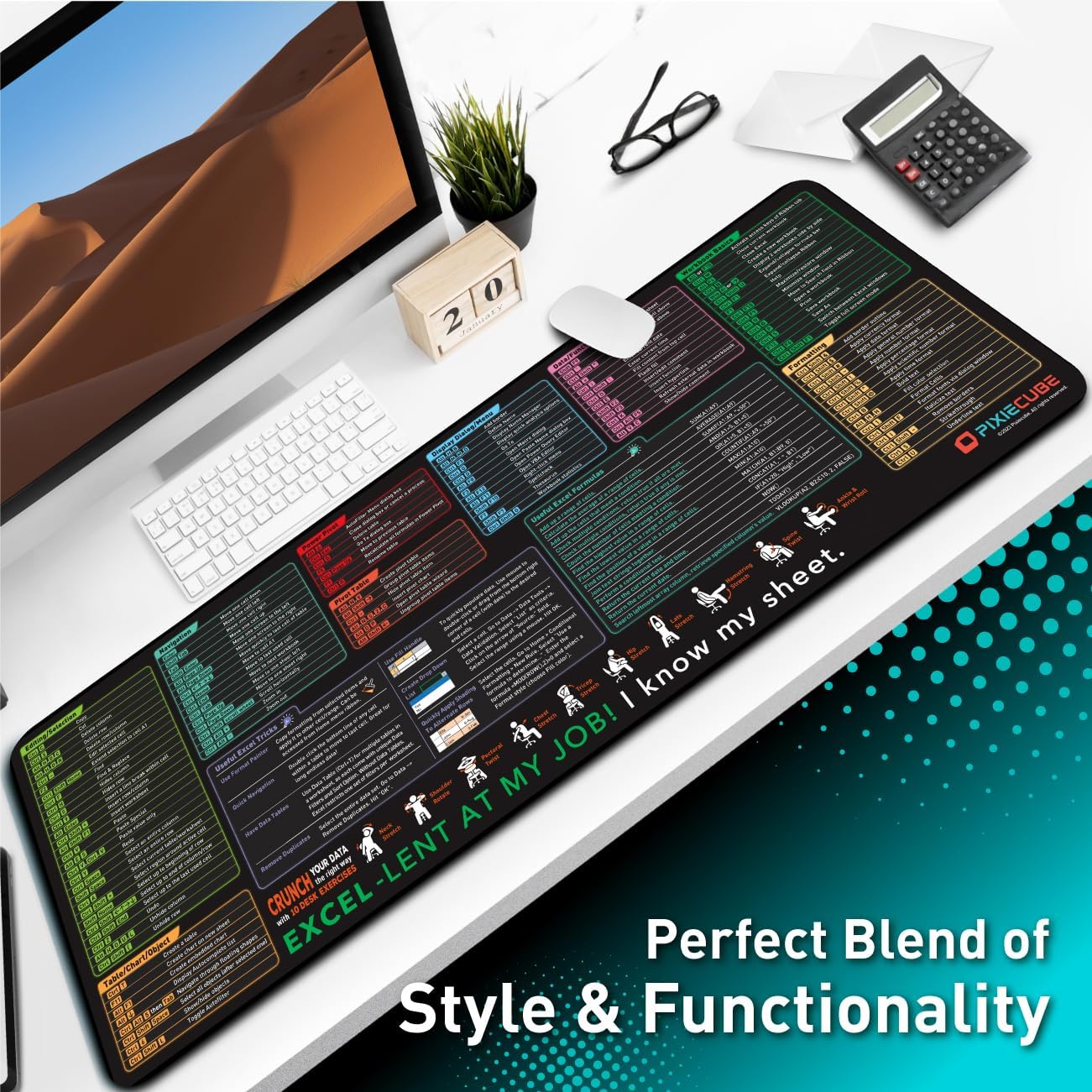Pixiecube Excel Cheat Sheet De - Mousepad Xl Extended avaliação e preço