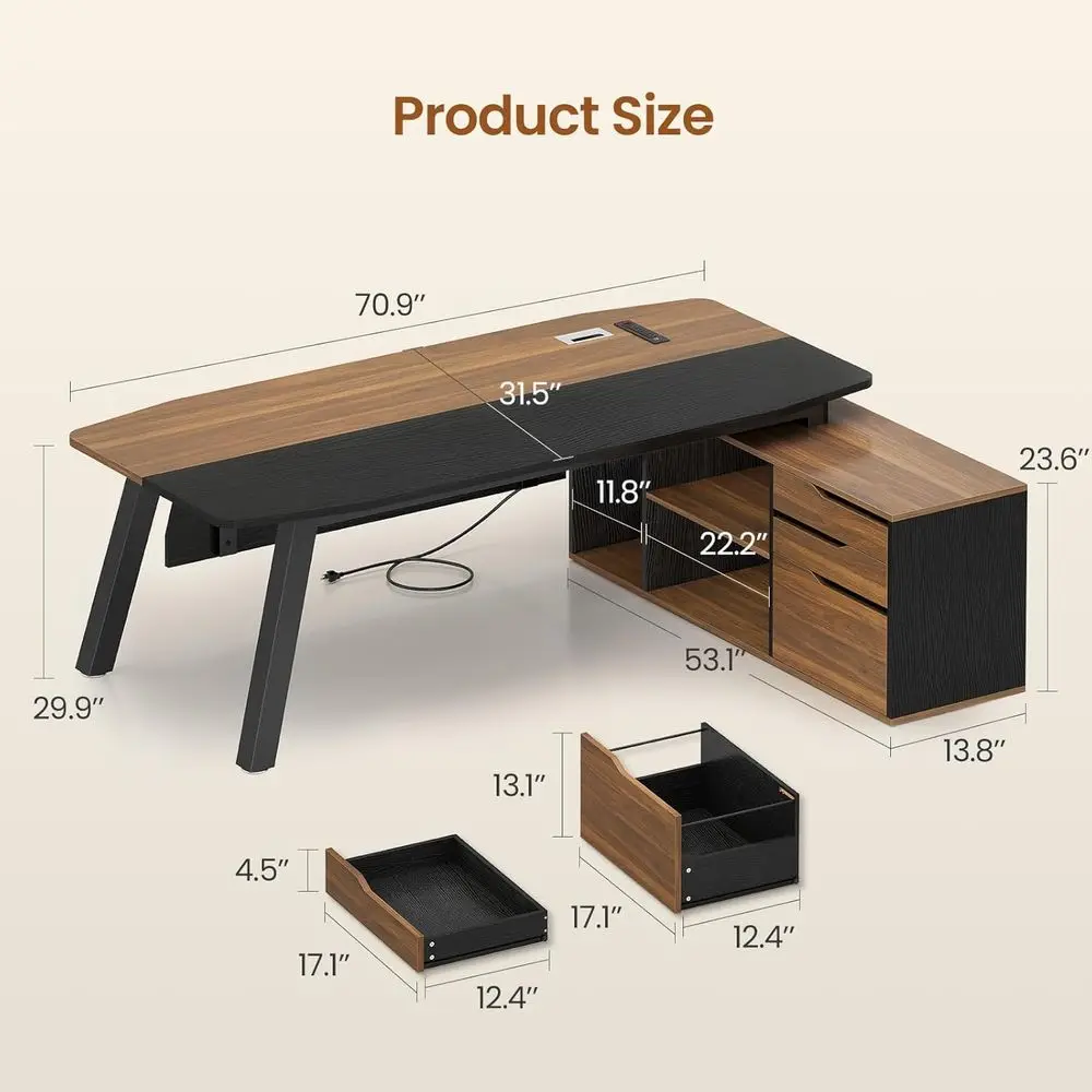 Mesa de Escritório Grande de 7 - Home Office L Shaped Desk avaliação e preço