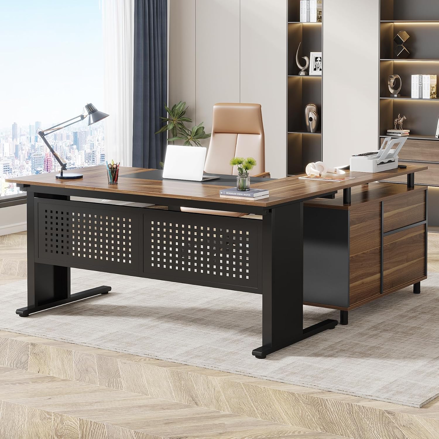 Mesa Executiva em L de 63 Pole - Home Office L Shaped Desk avaliação e preço