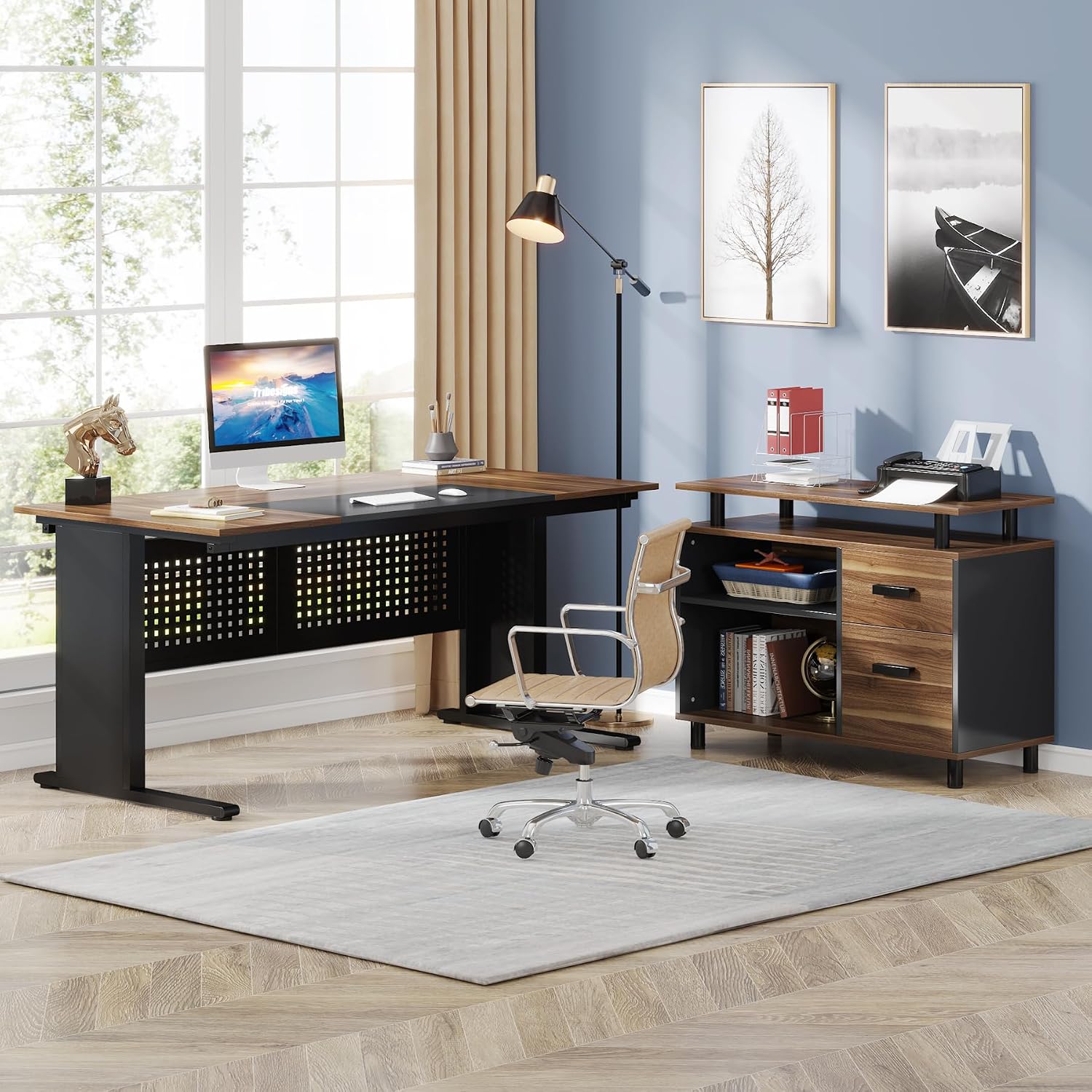 Mesa Executiva em L de 63 Pole - Home Office L Shaped Desk avaliação e preço