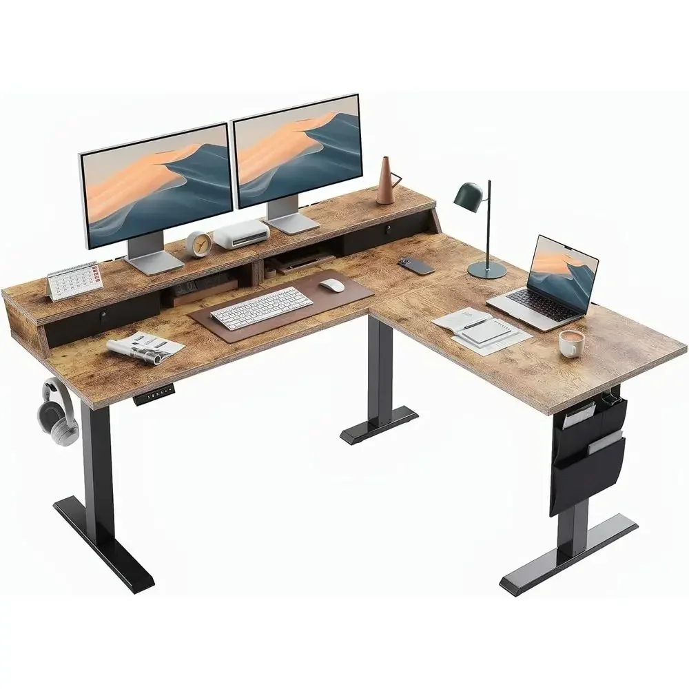 Mesa Elétrica Vintage Marrom e - Home Office L Shaped Desk avaliação e preço