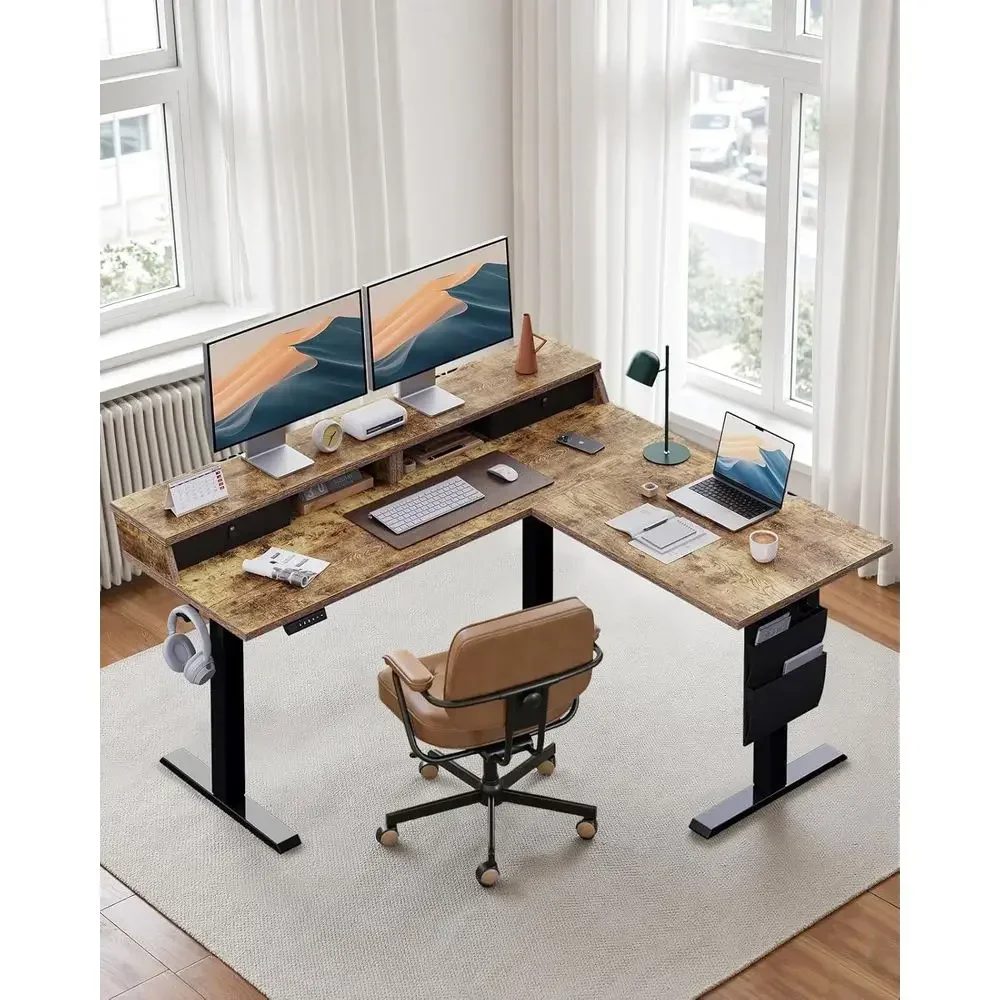 Mesa Elétrica Vintage Marrom e - Home Office L Shaped Desk avaliação e preço