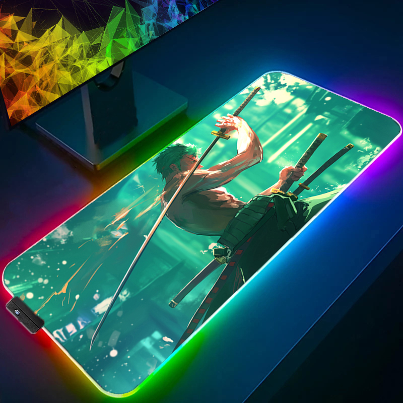 Uma peça zoro mouse pad rgb ac - Home Office Keyboard And Mouse avaliação e preço