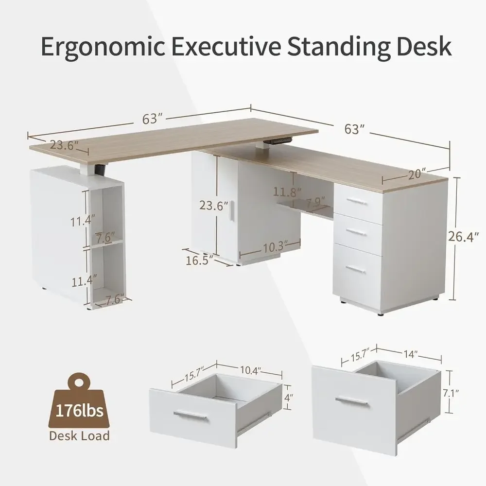 Mesa de Escritório em L de 63  - Home Office L Shaped Desk avaliação e preço