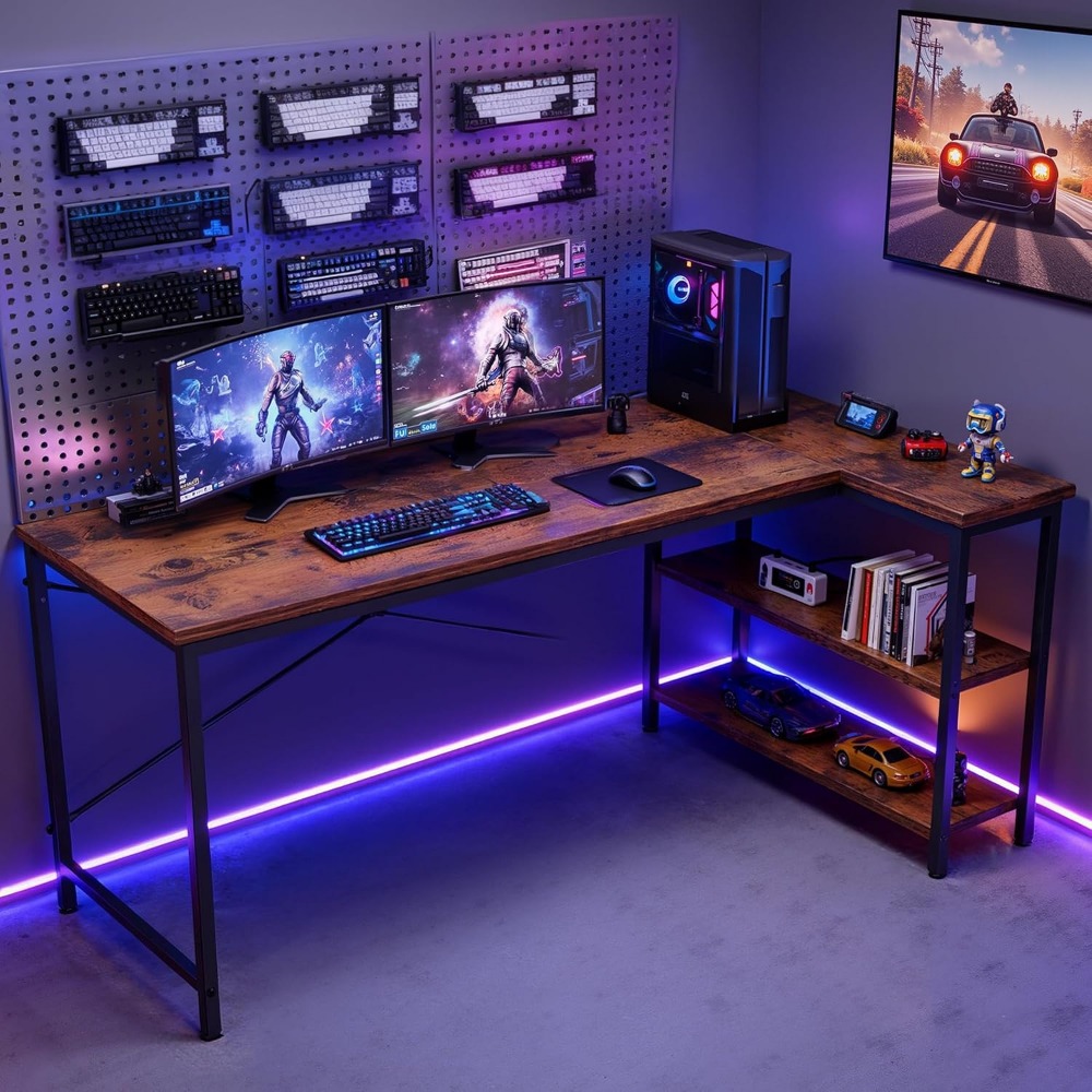 Mesa em L de 47 Polegadas com  - Home Office L Shaped Desk avaliação e preço