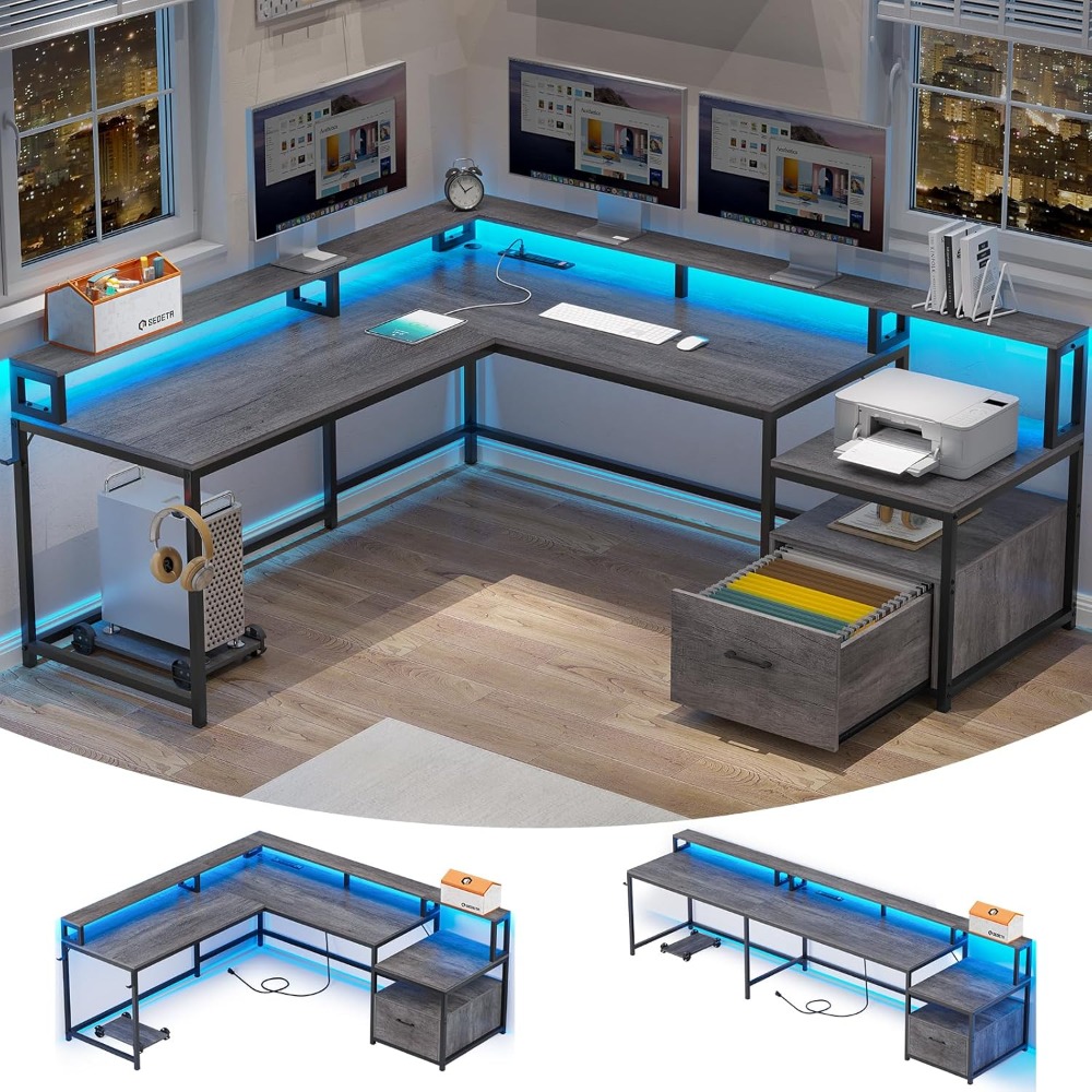 Mesa em forma de L, mesa de es - Home Office L Shaped Desk avaliação e preço