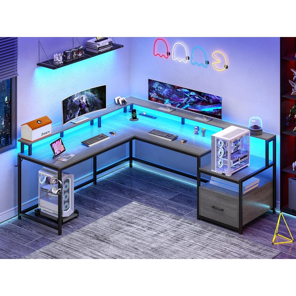 Mesa em forma de L, mesa de es - Home Office L Shaped Desk avaliação e preço