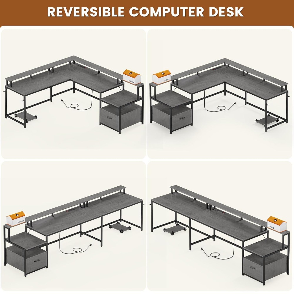 Mesa em forma de L, mesa de es - Home Office L Shaped Desk avaliação e preço