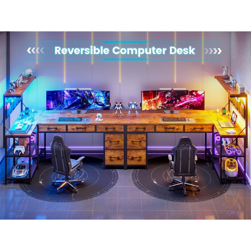 Mesa em L SEDETA com Gavetas e - Home Office L Shaped Desk avaliação e preço