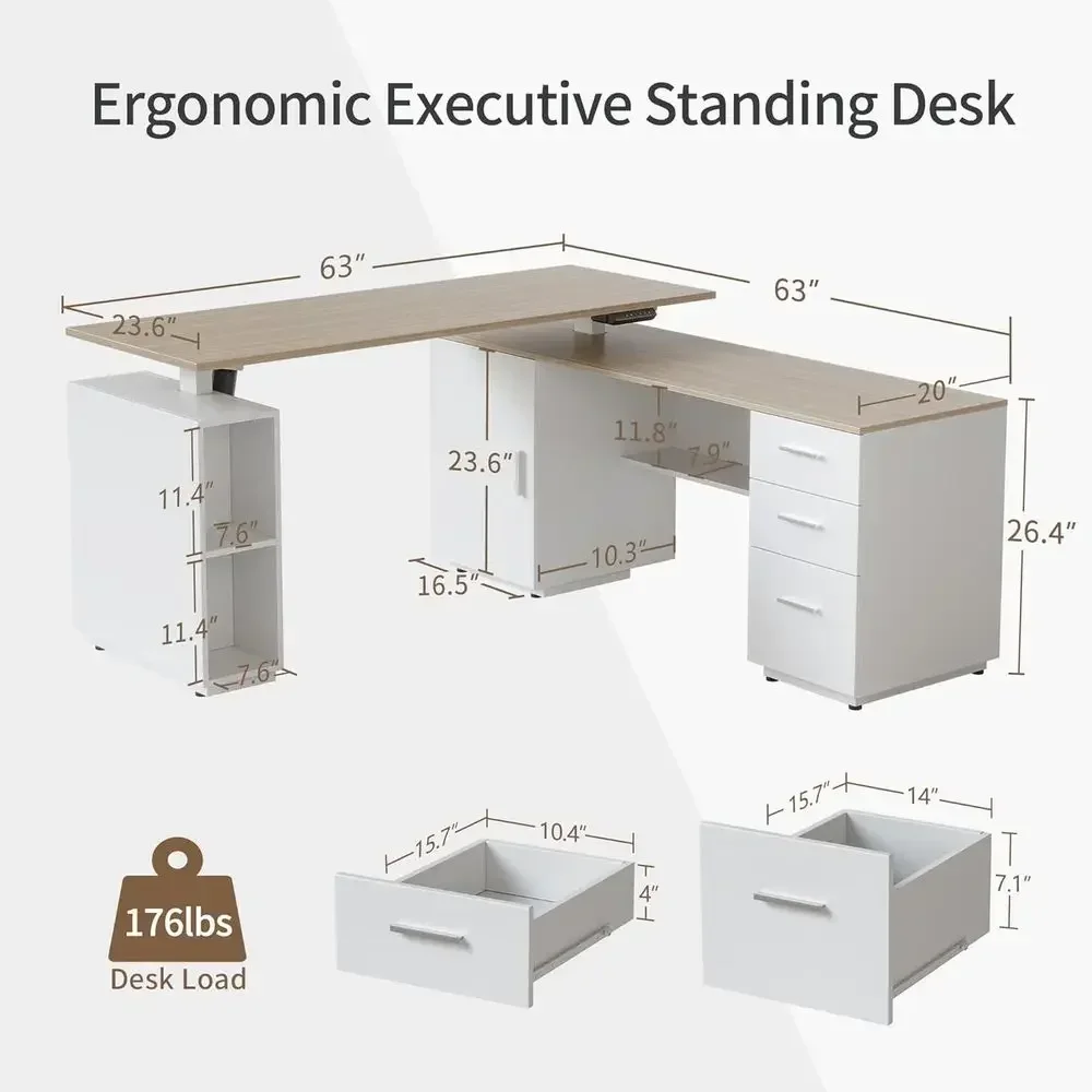 Mesa Executiva em L de 63 Pole - Home Office L Shaped Desk avaliação e preço