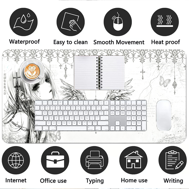 Mousepad de Couro Preto e Bran - Home Office Keyboard And Mouse avaliação e preço