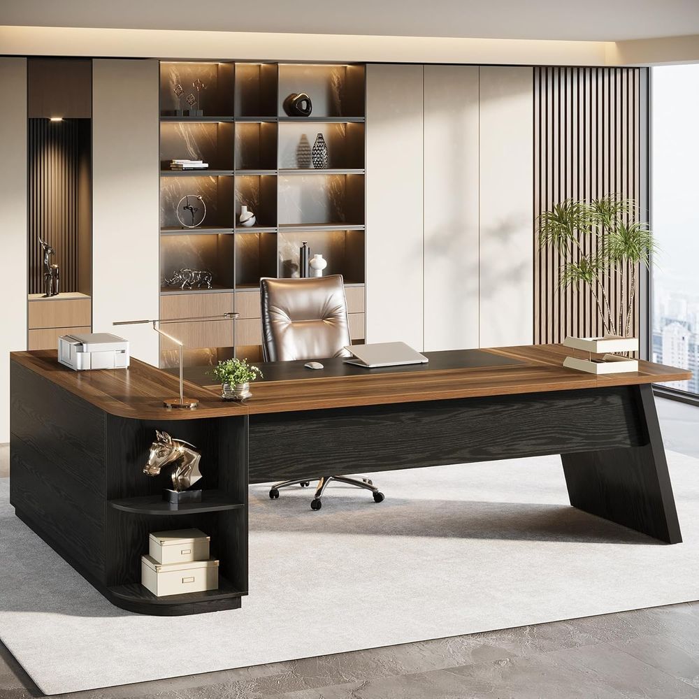 Escrivaninha Grande em L com A - Home Office L Shaped Desk avaliação e preço