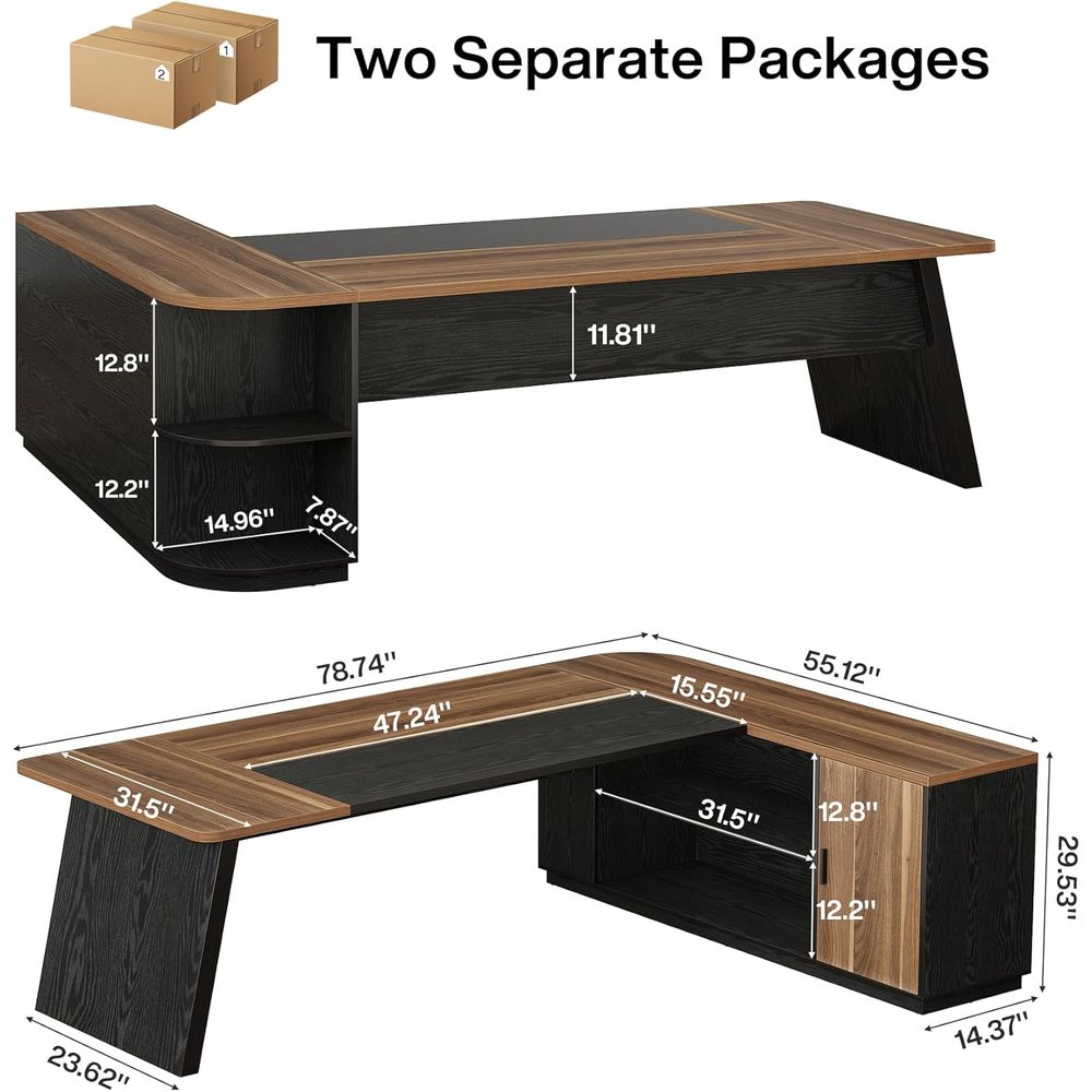 Escrivaninha Grande em L com A - Home Office L Shaped Desk avaliação e preço