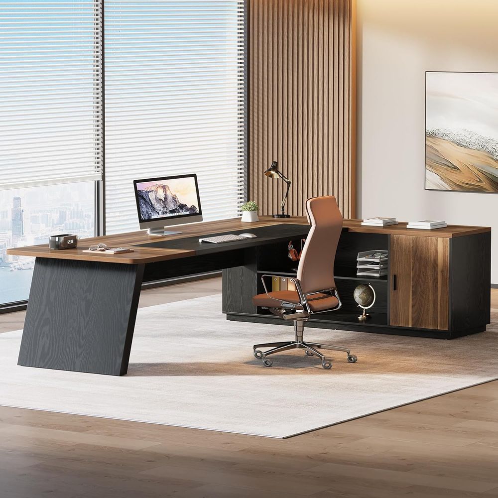 Escrivaninha Grande em L com A - Home Office L Shaped Desk avaliação e preço