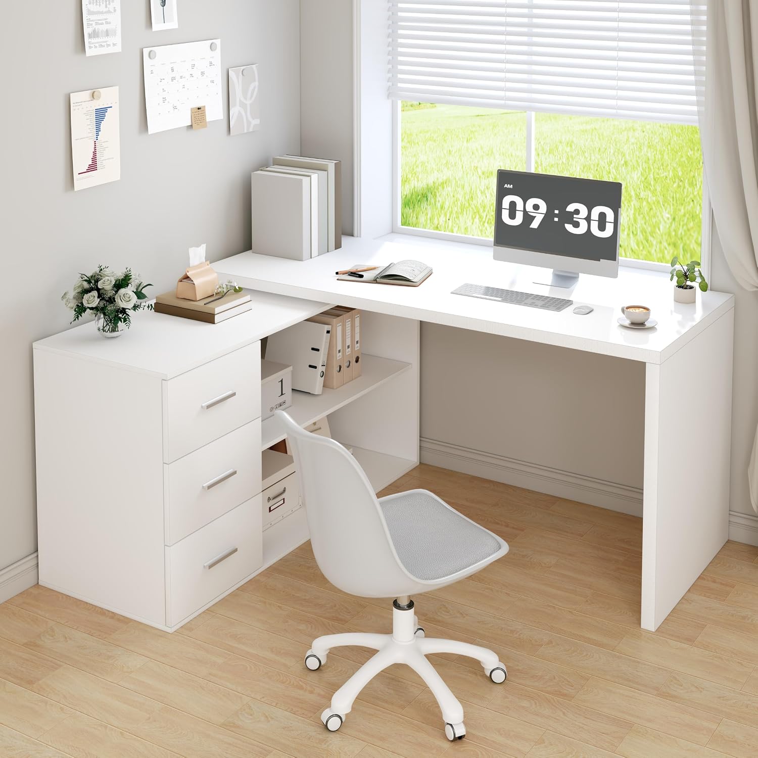 Mesa de Computador em L Branca - Home Office L Shaped Desk avaliação e preço