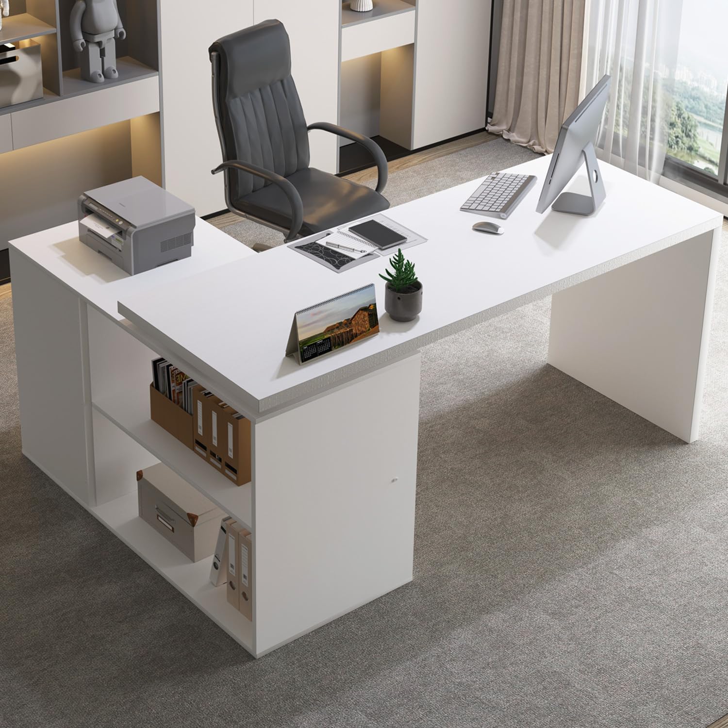 Mesa de Computador em L Branca - Home Office L Shaped Desk avaliação e preço