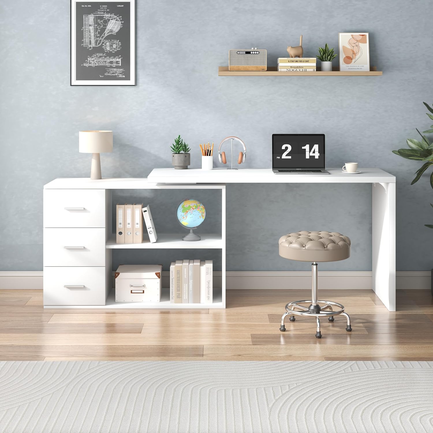 Mesa de Computador em L Branca - Home Office L Shaped Desk avaliação e preço