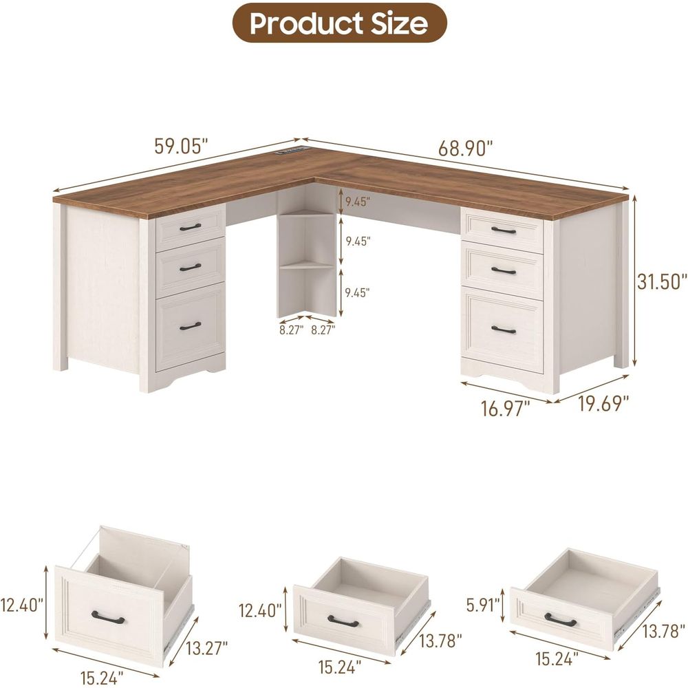 Escrivaninha Executiva Marrom  - Home Office L Shaped Desk avaliação e preço