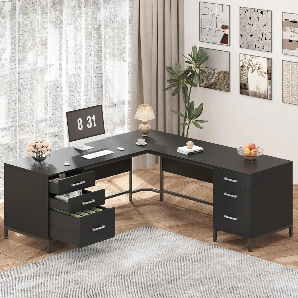 Mesa em L TVU de 59'' com 6 Ga - Home Office L Shaped Desk avaliação e preço