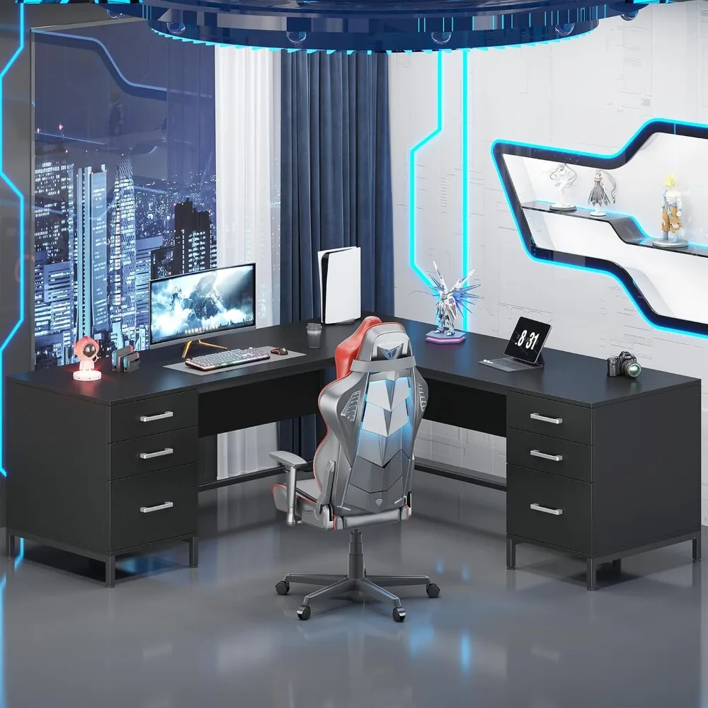 Mesa em L TVU de 59'' com 6 Ga - Home Office L Shaped Desk avaliação e preço