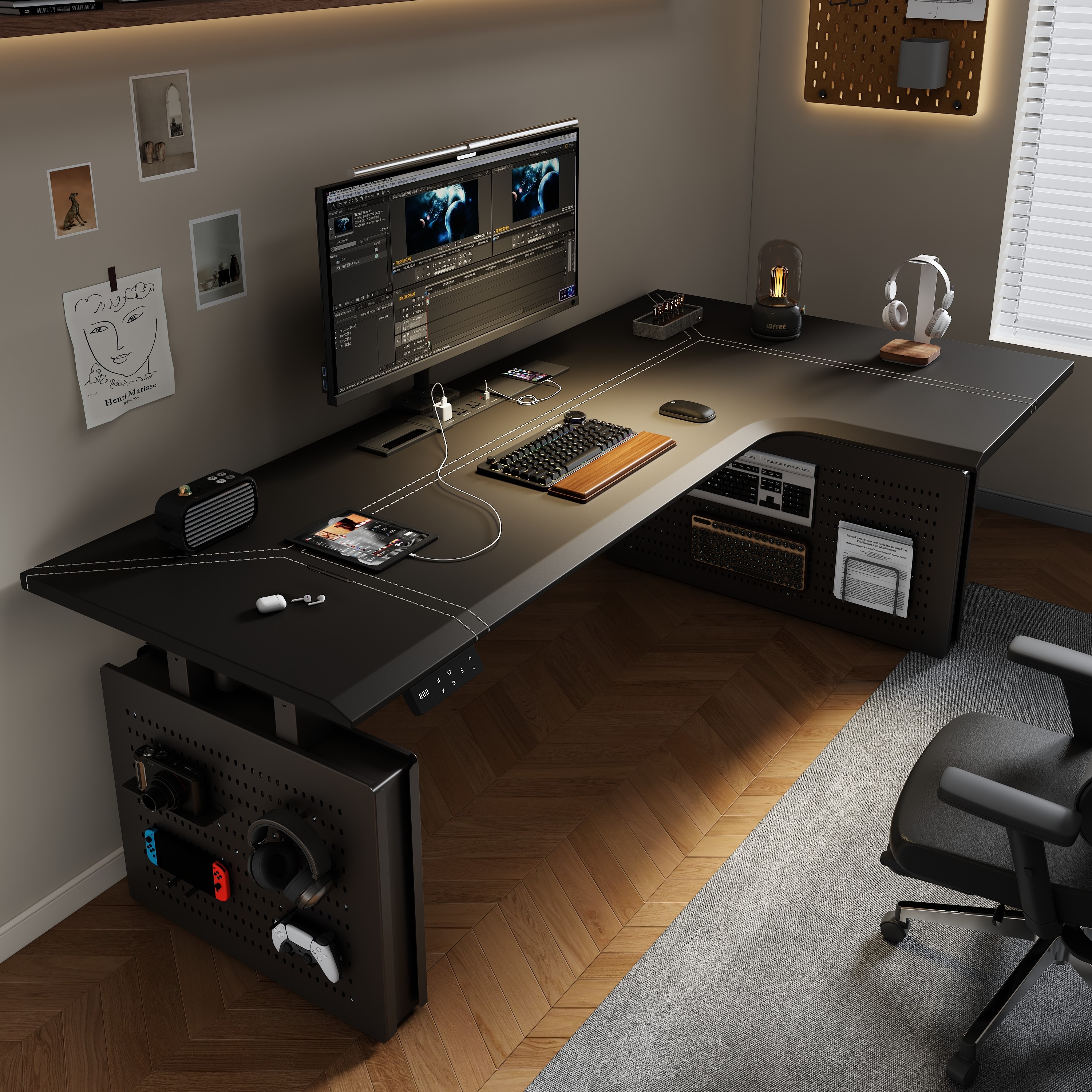 Mesa de canto elétrica com ele - Home Office L Shaped Desk avaliação e preço