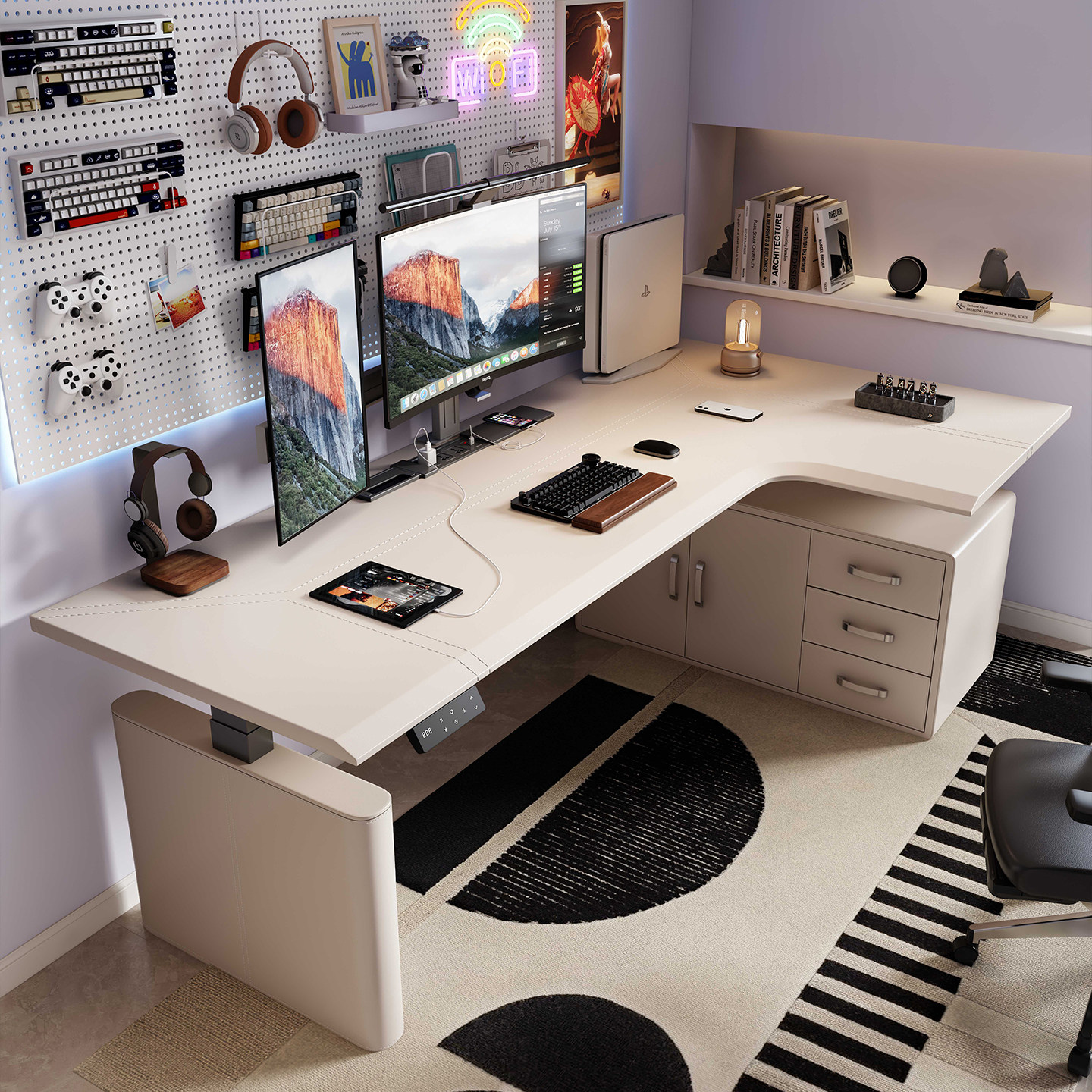 Mesa de canto elétrica com ele - Home Office L Shaped Desk avaliação e preço
